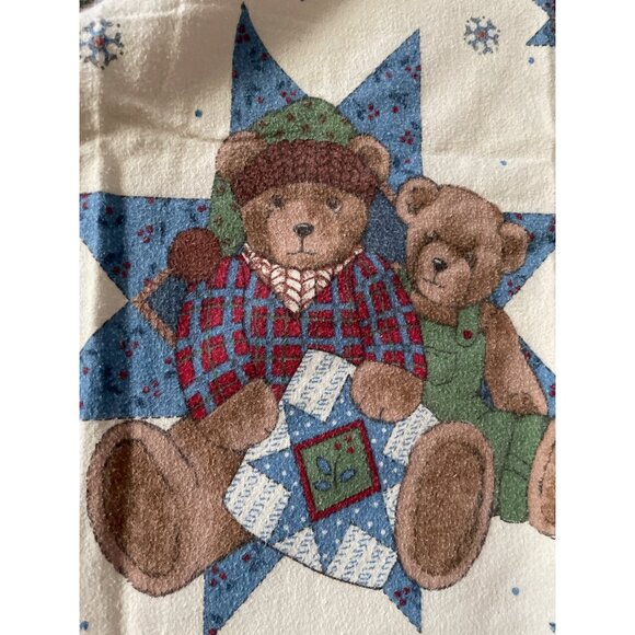Vintage Franco Kids Twin Sheet Set Bear Quilt Snowflake Pattern Flannel Material - Picture 10 of 10